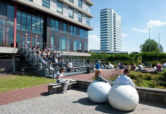Hình ảnh các bạn sinh viên thư giãn trong khuôn viên trường Rotterdam