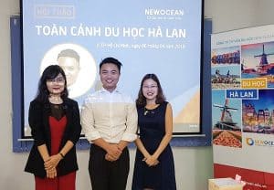 Ms. Phạm Minh Hương, Mr. Phạm Đình Bảng (Nuffic Neso Vietnam) và Bà Hoàng Vĩnh Hường – PGD Công ty tư vấn du học New Ocean (từ trái qua)