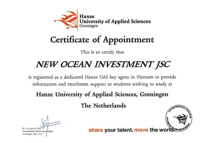 chung-chi-dai-dien-agent-dac-biet-do-Hanze-cap-cho-New_Ocean